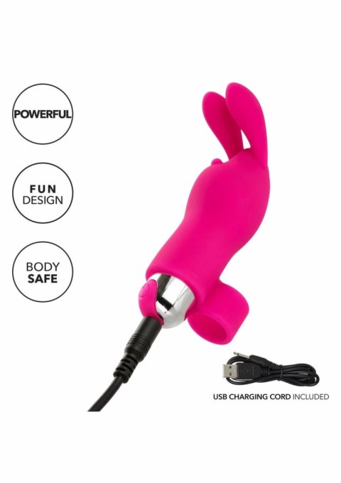 CalExotics Rechargeable Finger Bunny silikonowy mini masażer USB rożowy