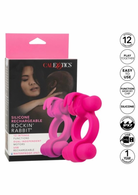 CalExotics Rechargeable Rockin Rabbit silikonowy pierścień wibracyjny USB