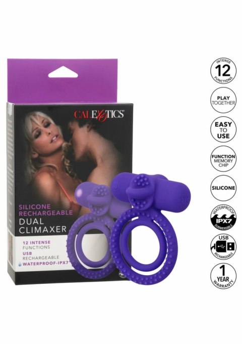CalExotics Silicone Rechargeable Dual Climaxer - model z podwojną stymulacją, USB