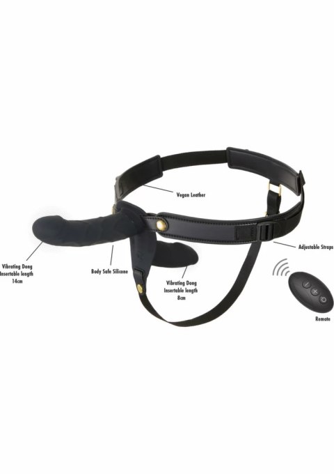 Hidden Desire INFERNO Double Vibrating Strap-On Silicone 14 cm - podwojna stymulacja, pilot