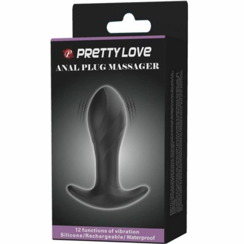 PRETTY LOVE Czarny wibrator analny 12 trybow silikon USB