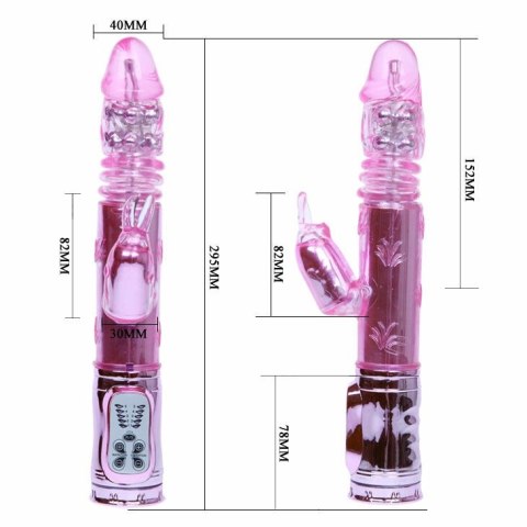 BAILE Butterfly Rotator Rożowy - wielofunkcyjny masażer 29cm USB