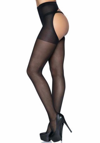 Leg Avenue Sheer Open Back Pantyhose czarne, matowe, open back, uniwersalne