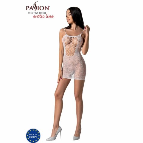 PASSION BS096 Bodystocking biały elastyczny jeden rozmiar