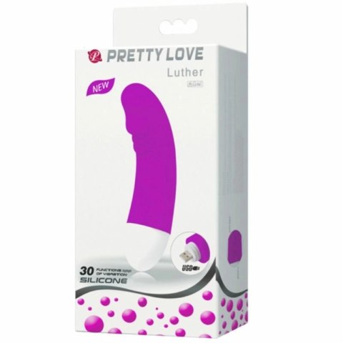 Pretty Love Mini Wibrator Luther 30 trybow, silikon, USB, fioletowy