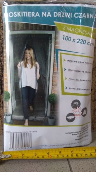 Moskitiera na drzwi z magnesem 100x220cm CZARNA