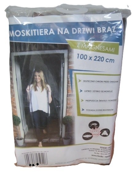 Moskitiera z magnesami na drzwi 100x220 brązowa