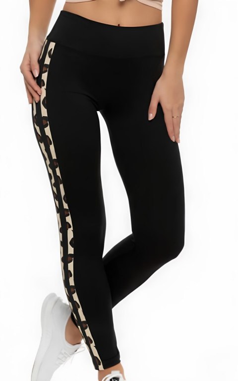 LEGGINSY WZOROWANE LE007 2XL-3XL czarny