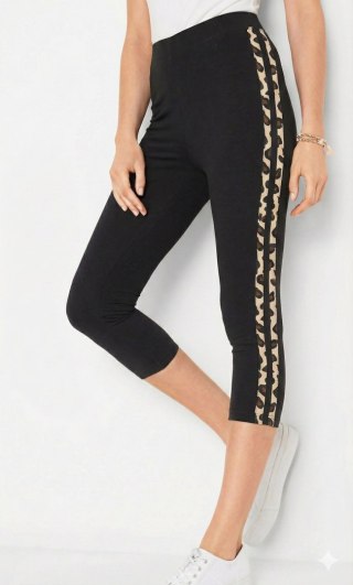 LEGGINSY WZOROWANE LE009 LAMPART 3/4 L-XL czarny