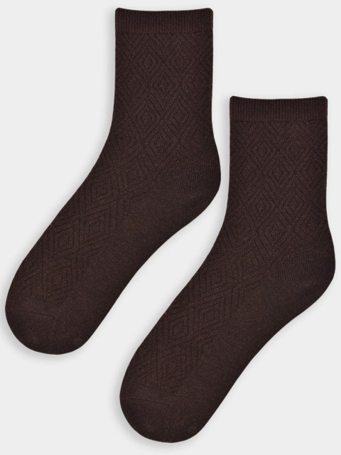 SKARPETY SB141 Z WEŁNĄ ROMBY 36-41 brązowy