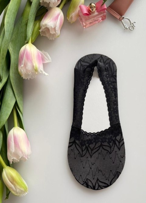 STOPKI WZOROWANE LISTKI 35-41 black