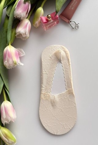 STOPKI WZOROWANE MINI KOKARDKI 35-41 beige