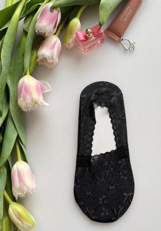 STOPKI WZOROWANE MINI KOKARDKI 35-41 black