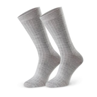 SKARPETY BEZUCISKOWE W PRĄŻEK MERINO WOOL 130 44-46 melanż jasny szary