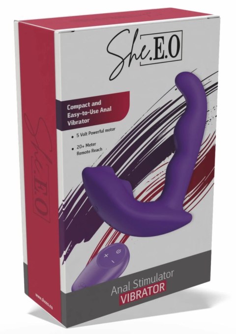 She.E.O Anal Stimulator Vibrator z pilotem, 10 trybow, silikonowy