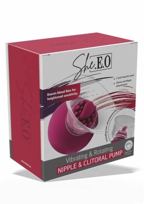 She.E.O Rotating & Vibrating Intymny System z Pompką i 2 Nasadkami USB-C