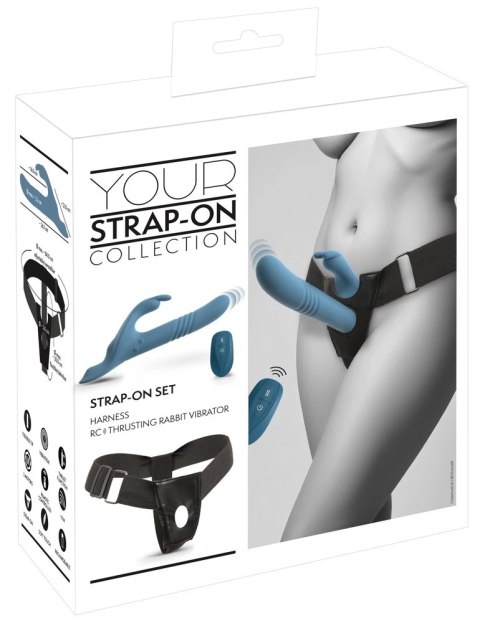 You2Toys Your Strap-On Rabbit Vibrator - zestaw z pilotem, silikon, czarny