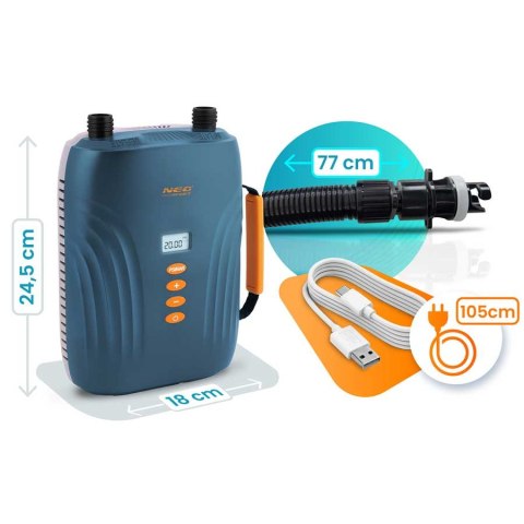 Pompka elektryczna do materaca pontonu SUPa + 6 przejściówek 12V Neo-Sport NS-713