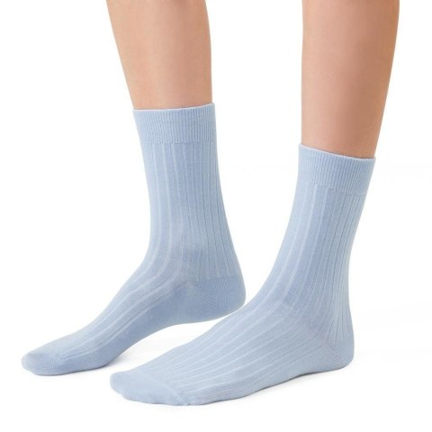 SKARPETY BEZUCISKOWE W PRĄŻEK MERINO WOOL 130 35-37 błękitny