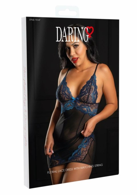 Daring Intimates Floral Lace Dress Royal Blue z Regulacją Rozmiaru