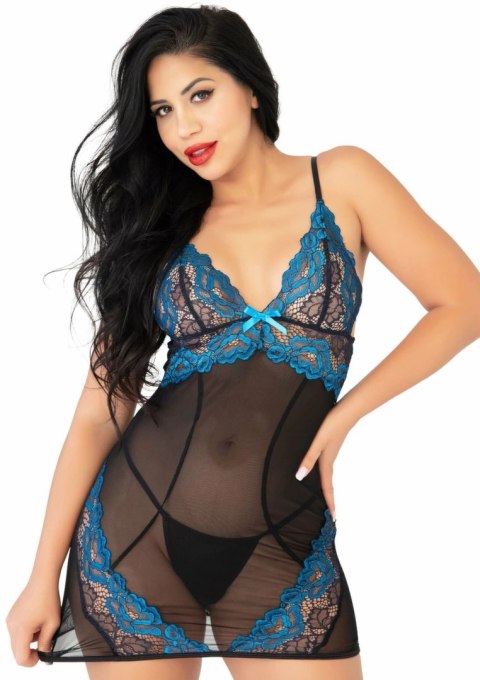 Daring Intimates Floral Lace Dress Royal Blue z Regulowanymi Ramiączkami