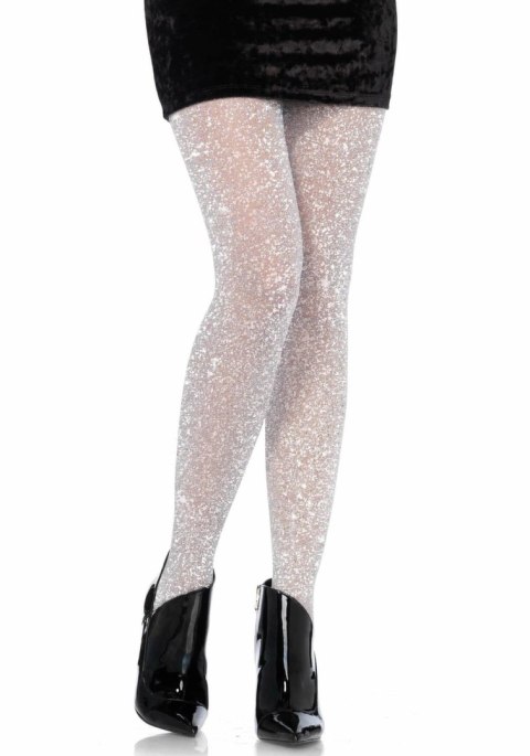 Leg Avenue Lurex Shimmer Sheer Pantyhose - Połyskujące Rajstopy Srebrne