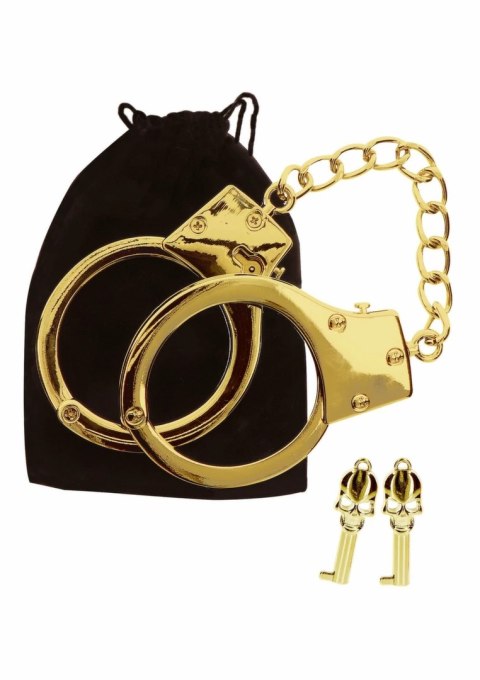 Shots Gold Plated regulowane kajdanki z kluczykami i etui