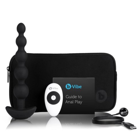 B-Vibe Cinco Black - silikonowy model z wibracją, 5 segmentow, pilot