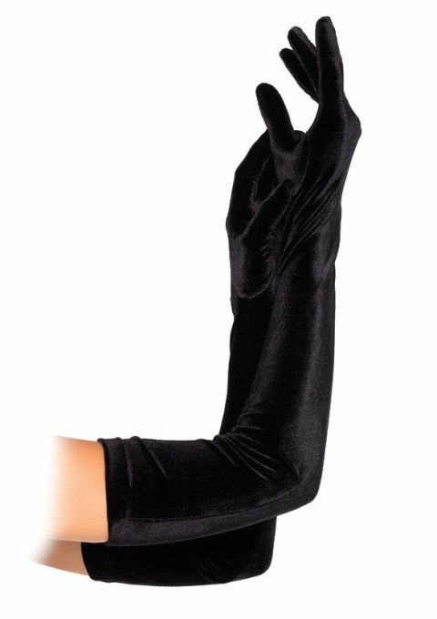Velvet Opera Length Gloves czarne długie rękawiczki welurowe uniwersalne
