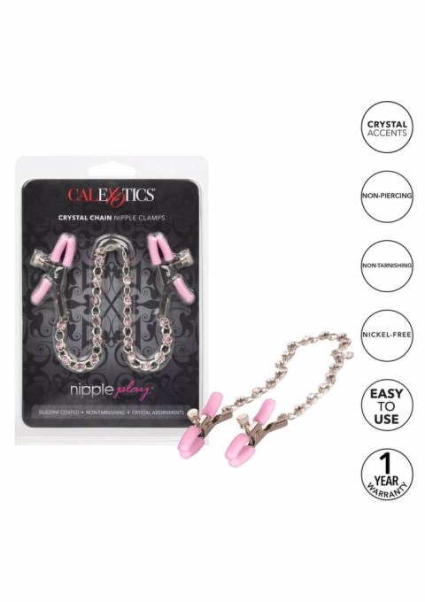 CalExotics Crystal Chain Nipple Clamps z kryształkami, regulowane