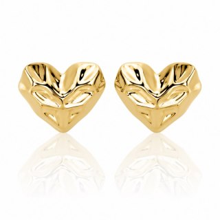Kolczyki ze stali pozłacane 14k złotem Serca, ORGANIC HEART KST3588