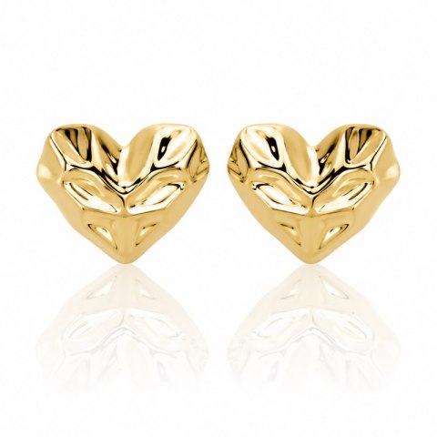 Kolczyki ze stali pozłacane 14k złotem Serca, ORGANIC HEART KST3588