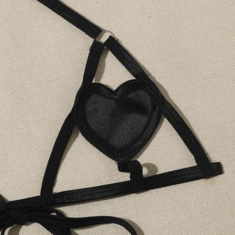 Heart Shaped Two Piece Harness Set L/XL Czarny - stylowy komplet z sercem