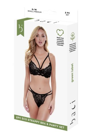 Baci 2 PCS. ECO Strappy Bra and Panty Set Black M/L - ekologiczny komplet
