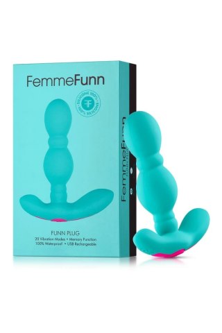 FEMMEFUNN FUNN PLUG TURQUOISE - silikonowy wibrujący korek, 20 trybow