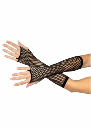 Leg Avenue Triangle Net Fingerless Gloves czarne długie siateczkowe