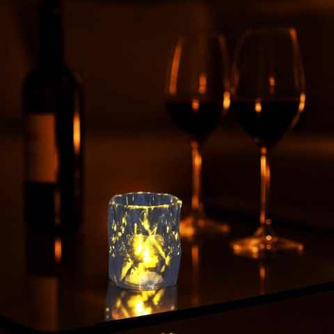 MINI LAMPA DEKORACYJNA 6 CM TRANSPARENTA CIEPŁY BIAŁY 1 LED