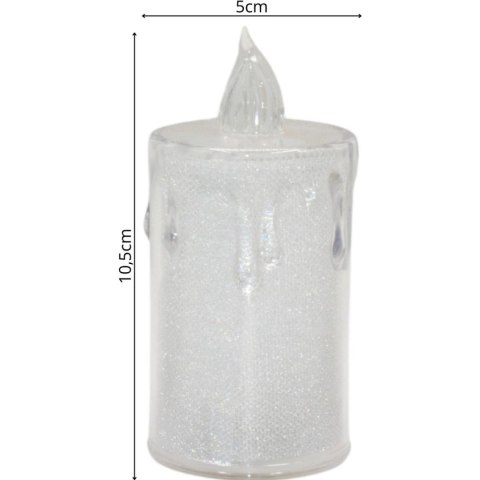 ŚWIECA DEKORACYJNA 10,5 CM TRANSPARENTA CIEPŁY BIAŁY 1 LED