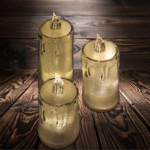 ŚWIECA DEKORACYJNA 10,5 CM TRANSPARENTA CIEPŁY BIAŁY 1 LED