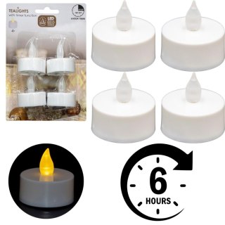 ZESTAW 4 ŚWIECZEK TEA LIGHT LED TIMER BIAŁY