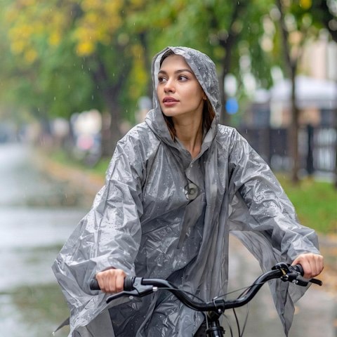 PONCHO PRZECIWDESZCZOWE ROWEROWE DLA DOROSŁYCH 100x130x1CM PE 135GR SZARE DUNLOP
