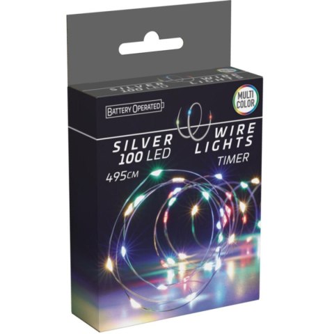 LAMPKI DRUCIKI NA BATERIE GIRLANDA 100 LED MULTIKOLOR TIMER