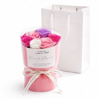 Flower box, bukiet kwiatów mydlanych w pudełku fiolet 10szt. BUK27F