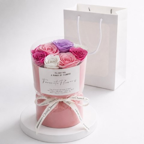 Flower box, bukiet kwiatów mydlanych w pudełku fiolet 10szt. BUK27F