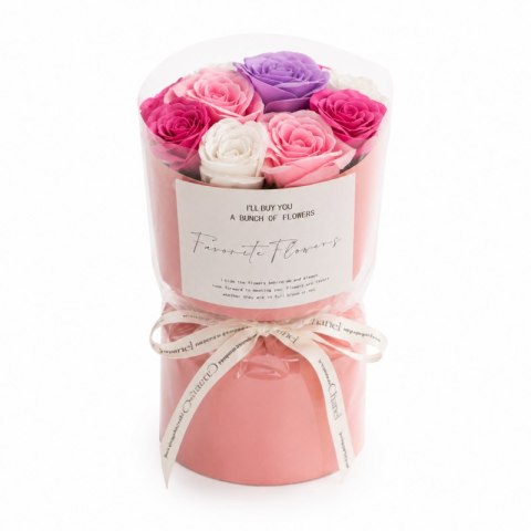 Flower box, bukiet kwiatów mydlanych w pudełku fiolet 10szt. BUK27F