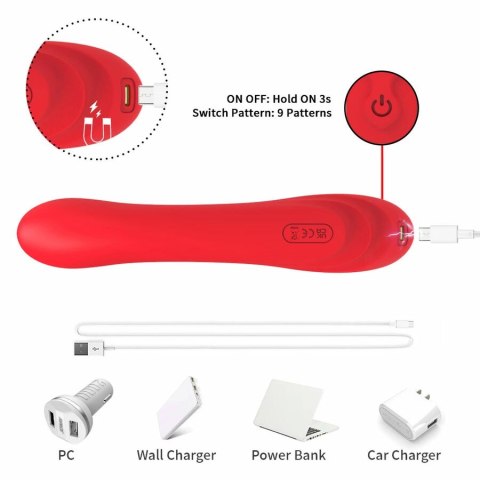 ARMONY Red - Wibrator z oscylującym językiem, silikon medyczny, 234 mm
