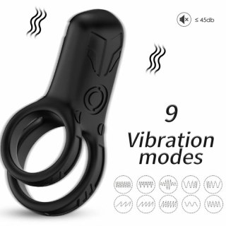 ARMONY Wibrator dwupierścieniowy czarny silikonowy USB wodoodporny