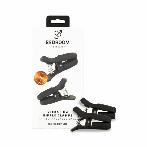 Bedroom Fantasies Vibrating Nipple Clamps Black - bezprzewodowe klamry wibrujące