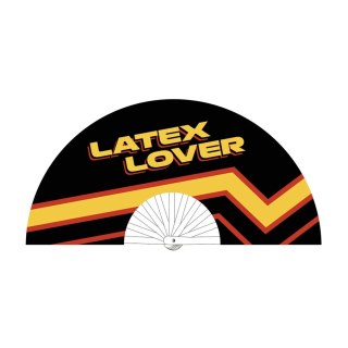 Latex Lover Fan 64 cm - Duży wachlarz z napisem, czarny
