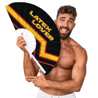 Latex Lover Fan 64 cm - Duży wachlarz z napisem, czarny